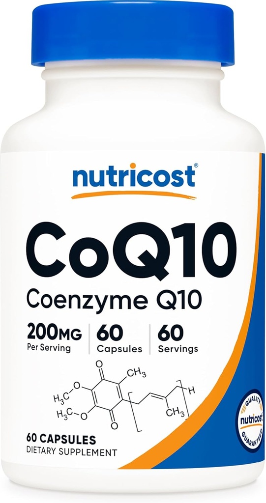 Nutricost CoQ10 200mg, 60 Capsules végétariennes, 60 portions - haute absorption, végétarienne, non-OGM, Coenzyme Q10