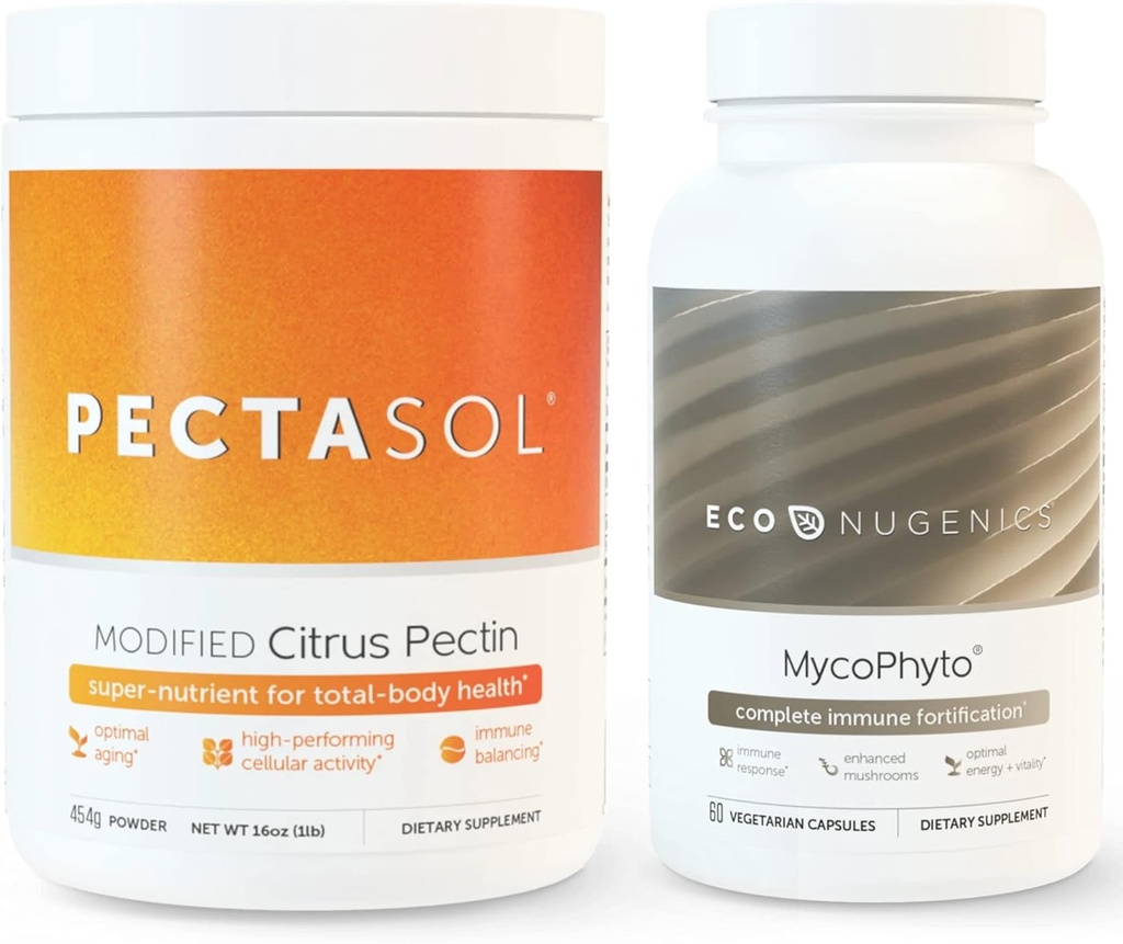 EcoNutgenics Ultimate Immune System Support Pack - PectaSol-C Activus modifié Pectin- 454 Grams & MycoPhyto Médicament Mushroom Health- 60 Capsules