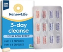 Renouveler la vie 3 jours Nettoyez le corps total Réinitialisez les capsules de désintoxication en 2 parties, bien-être digestif et régularité, mélange à base de plantes avec du magnésium et des canneberges, du soja, du lait et du gluten 12 Nombre