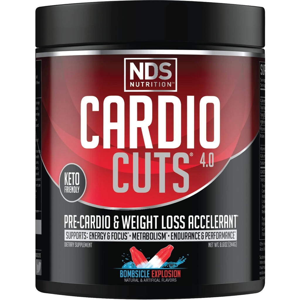 Cardio Cuts NDS Nutrition 4.0 Supplément de pré-entraînement - Perte de poids avancée et formule de pré-cardio avec L-Carnitine, CLA, MCT, L-Glutamine et Huile de carthame - Bombsicle (40 portions)