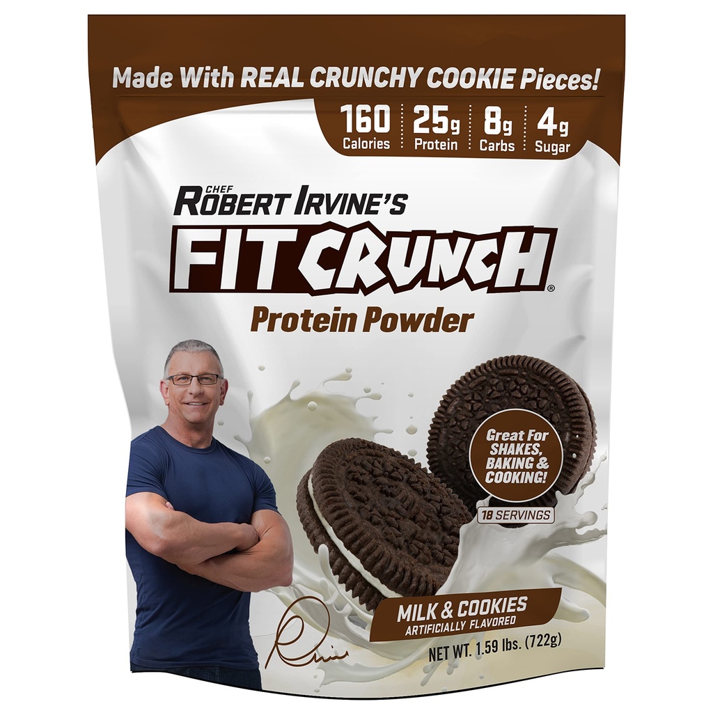 FITCRUNCH Tri-Blend Whey Protein, Keto Friendly, Low Calories, High Protein (18 portions, lait et cookies)