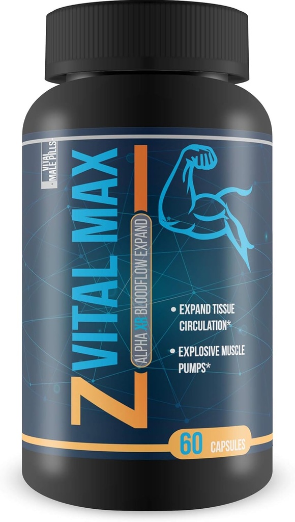 Z Vital Max N02 - Alpha XR Bloodflow Expand - Expand Veins and Tissues with Augmented Bloodflow - Fabriqué avec L-Argenine à source puissante un vasodialatateur naturel - Idéal pour pré-entraînement ou pré-activité