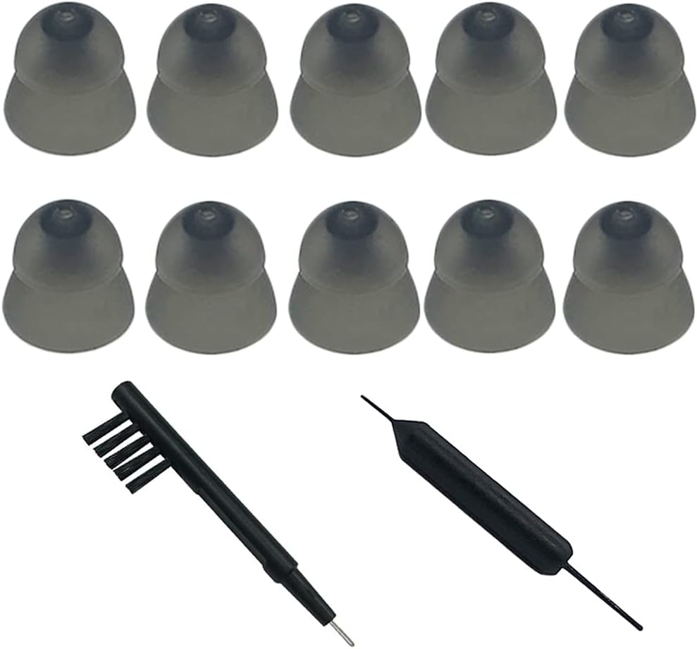 Smokey Authory Power Domes Close Domes Conseils d'oreille pour ReSound Sure Fit Style RIC RITE et Open Fit BTE Amplificateur auditif avec outils de nettoyage Brosse nettoyante et étui (Smokey, Medium)