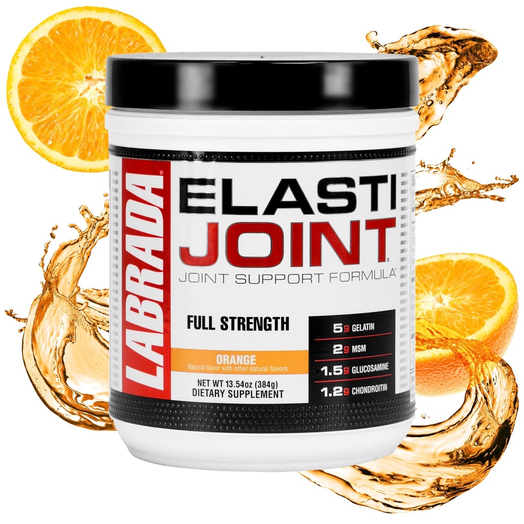 Labrada Nutrition Elastijoint, Orange Flavor,Glucosamine Joint Support Supplement Powder for Men & Women, Joint Relief & Bone Health Supplement with MSM, Glucosamine Chondroitin MSM Gluten-Free