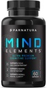 Supplément Nootropic Cerveau Support, Éléments Mind, Boost Focus, Mémoire, Concentration, Clarté avec Bacopa Monnieri, Alpha GPC, DMAE, Huperzine 60 Capsules