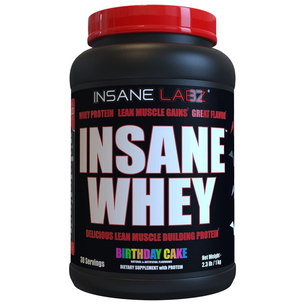 Insane Labz Insane Whey, 100% Muscle Building Whey Protein, BCAA Profil Amino, Mass Gainer, Remplacement des repas (Cake du midi, 30 portions)
