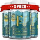 Gommies de biotine - Peau de cheveux et ongles Vitamines pour les hommes et les femmes, Vitamine végétalienne B7, soutient la croissance des cheveux et les ongles plus forts,90 jours d'approvisionnement - Blueberry-3 Pack