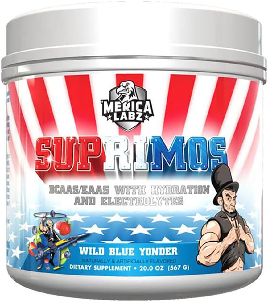 Merica Labz Suprimos BCAA/EAA Supplément avec Eletrolytes pour la performance maximale et l'endurance 30 portions (Wild Blue Yonder, 20.0oz)