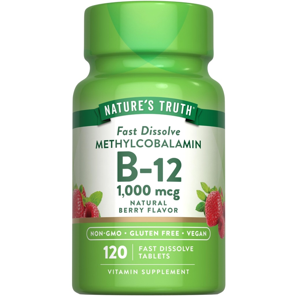 Nature's Truth B12 Vitamine Comprimés sublinguals $ 1000 mcg $ 120 Count $ Vegan, non OGM et sans gluten