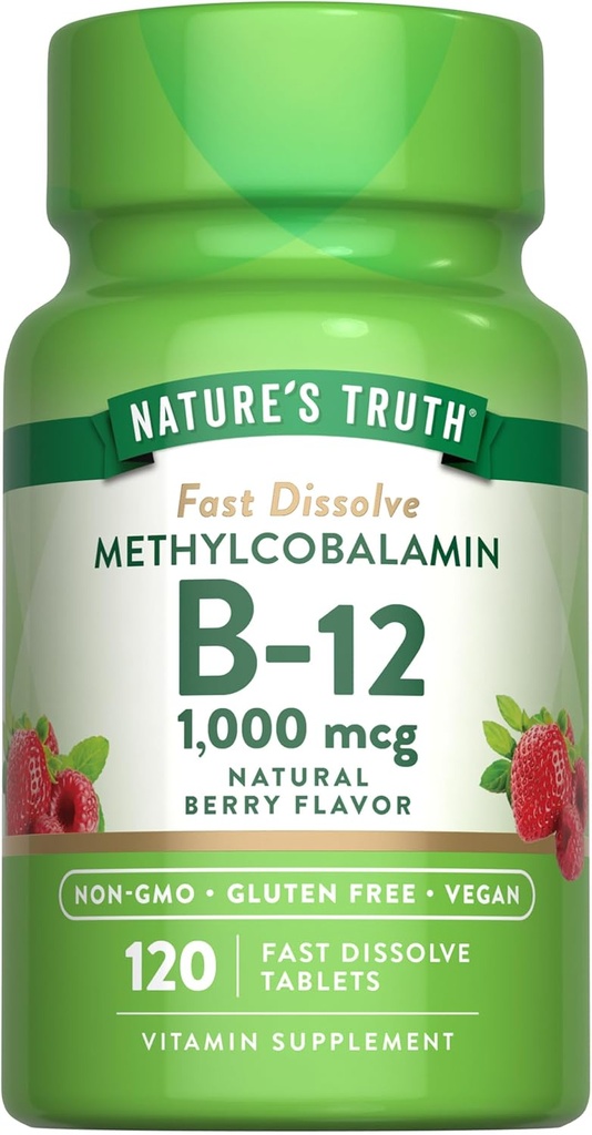 Nature's Truth B12 Vitamine Comprimés sublinguals $ 1000 mcg $ 120 Count $ Vegan, non OGM et sans gluten