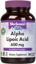 BlueBonnet Alpha acide lipoïque 600mg - puissant supplément de soutien antioxydant pour les femmes et les hommes - Non-OGM, végétalien, casher - sans gluten, sans soja, sans lait - 60 capsules végétales