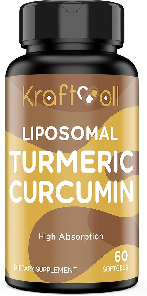 Supplément curcumin curcumin curcuma liposomique 2200 mg avec extrait de poivre noir 15 mg pour haute absorption et fonction articulaire, 60 softgels pour adultes