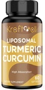 Supplément curcumin curcumin curcuma liposomique 2200 mg avec extrait de poivre noir 15 mg pour haute absorption et fonction articulaire, 60 softgels pour adultes