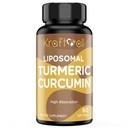 Supplément curcumin curcumin curcuma liposomique 2200 mg avec extrait de poivre noir 15 mg pour haute absorption et fonction articulaire, 60 softgels pour adultes