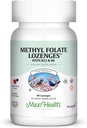 Maxi Health Methyl Folate Lozenges avec B12 & B6, Mémoire aromatisée, Santé cardiovasculaire Hormone et Immunissance Support Sans gluten, Berry Kosher, 90 Compte