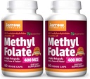 Formules de Jarrow Folate de méthyle 400 mcg - 60 capsules de légumes, boîte de 2 - Forme très biologiquement active de folate - Technologie de l'acide folique de 4e génération - 120 portions totales