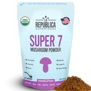 La Republica Superfood Super 7 Poudre d'extrait de champignons, comprend la Mane du lion, Reishi, Chaga, Cordyceps, Shiitake, Maitake et la queue de dinde (8 oz)