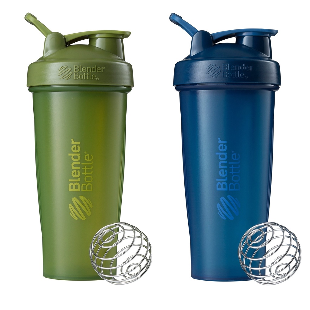 Bouteilles de mélange Classic Shaker Bouteille parfaite pour les shakes protéiques et préentraînement, 28-Ounce (2 Pack), Moss and Navy