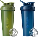Bouteilles de mélange Classic Shaker Bouteille parfaite pour les shakes protéiques et préentraînement, 28-Ounce (2 Pack), Moss and Navy