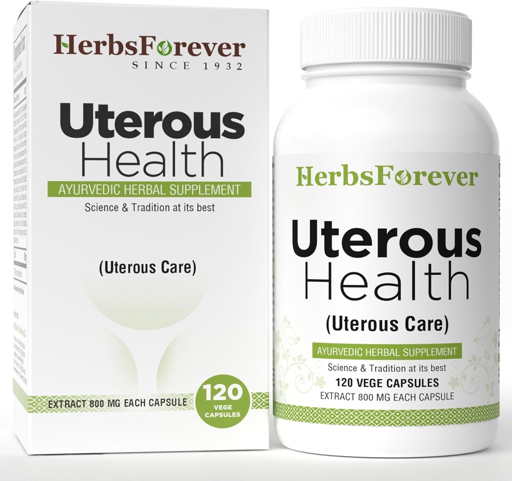 HerbsForever Uterous Health/Uterous Care Contrôle des produits à base de plantes Excédent de kystes Saignement, fibroïdes, 120 gélules, 800 mg chacune, Extrait concentré