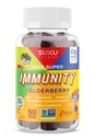 Vitamines SUKU - Immunity Super pour enfants - Elderberry, Echinacea, Vitamine A et Zinc Gommies pour le soutien immunitaire - Facile à mâcher - Non OGM, sans sucre gluten - Lime de grenade Vitamines Gommy, 50 Compte