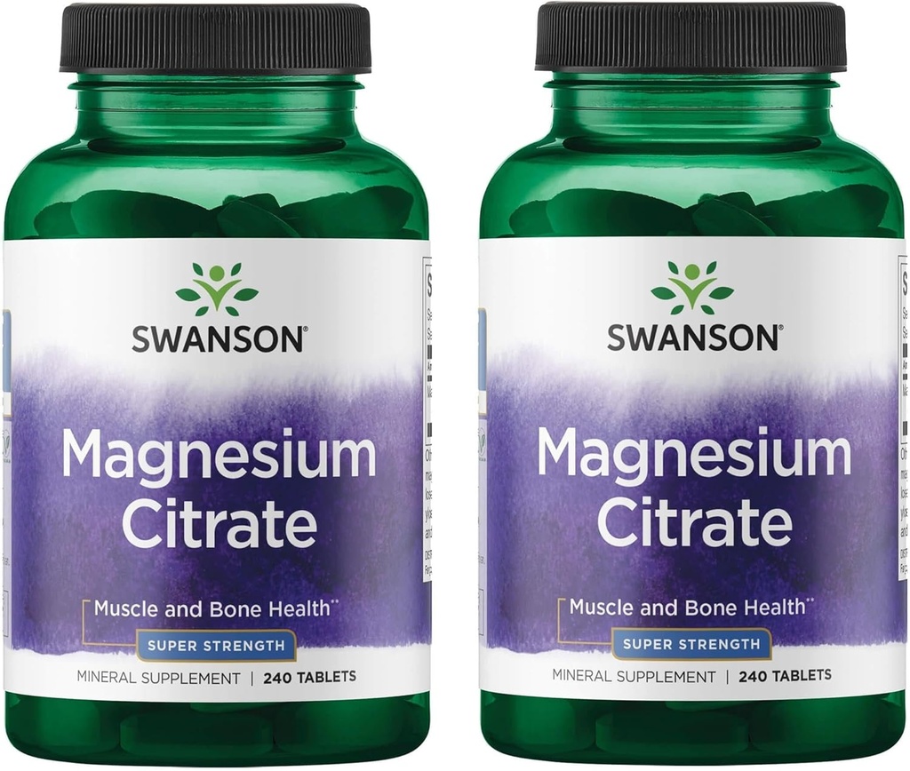 Swanson Super-Strength Magnesium Citrate (112.5 Mg Per Tablet) 240 Tabs (2 Pack)