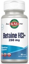 KAL Betaine HCL avec Pepsin, supplément de santé digestif avec 250 mg de chlorhydrate de bétaïne Plus 130 mg de Pepsin, sans gluten, non-OGM, garantie de 60 jours, comprimés de désintégration rapide, 100 portions, 100ct