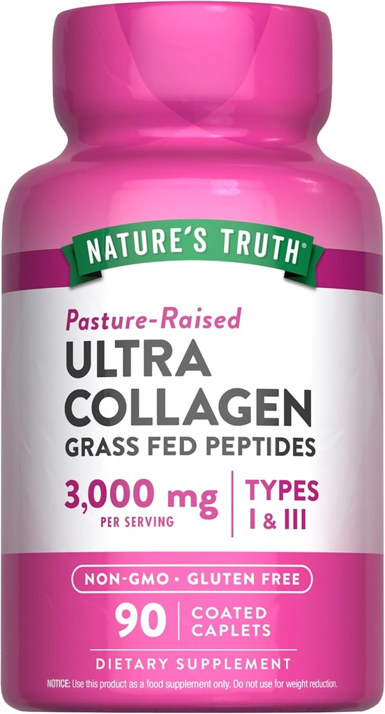 Nature's Truth Collagen Peptides de type 1 et 3 avec supplément sans gluten et sans OGM