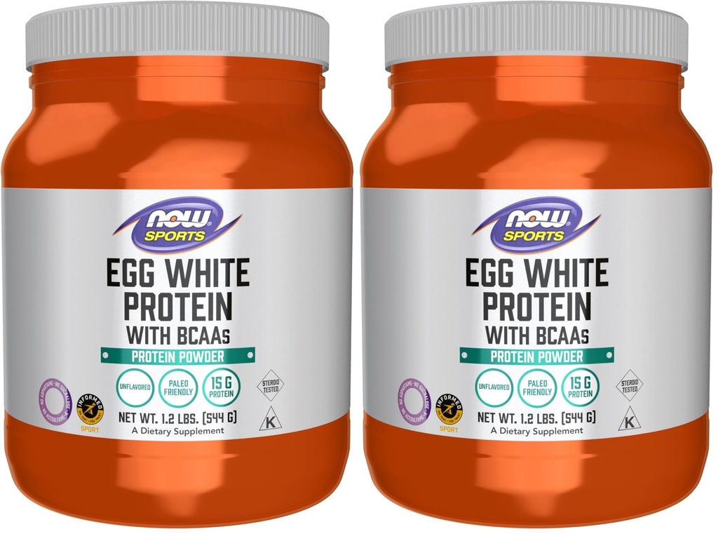 Nutrition sportive, protéines blanches d'oeuf, 16 g avec BCAA, poudre non aromatisée, 1,2-Pound (paquet de 2)