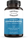 Thomas' all-natural Remedies Organic Ashwagandha Stress Support Supplément, Mood & Energy Support, Pure Ashwagandha 1000mg, Ultra Absorption avec Pepper Noir, Vegan, Pas de remplissage