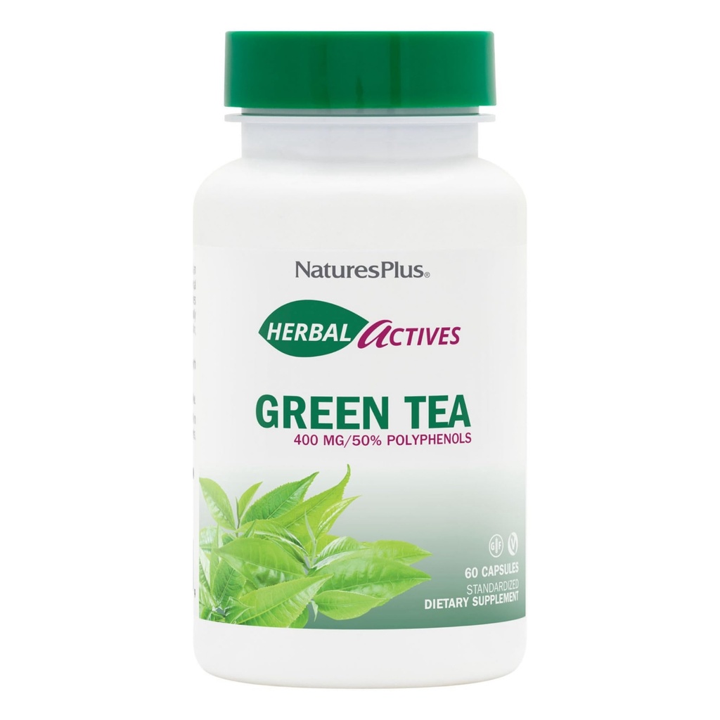 NaturesPlus Herbal Actives Green Tea - 60 Capsules - Non-OGM, végétalien, sans gluten - 60 portions