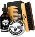 Brosse à barbe, peigne à barbe, huile de barbe, et kit de baume de barbe pour les soins des hommes, ensemble de cheveux du visage de voyage pour la croissance, styling, brillance et douceur, grands cadeaux pour lui