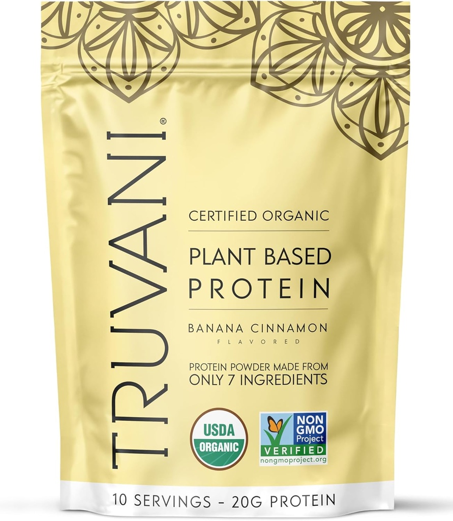 Truvani Vegan Powder Protéines de pois Banane Cinnamon 20g Protéines organiques à base de plantes 10 portions