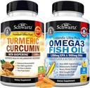 Triple force Omega 3 huile de poisson softgels (1 mois d'approvisionnement) Plus curcumine curcumine avec extrait de poivre noir 1500mg complexe (Trial Size)