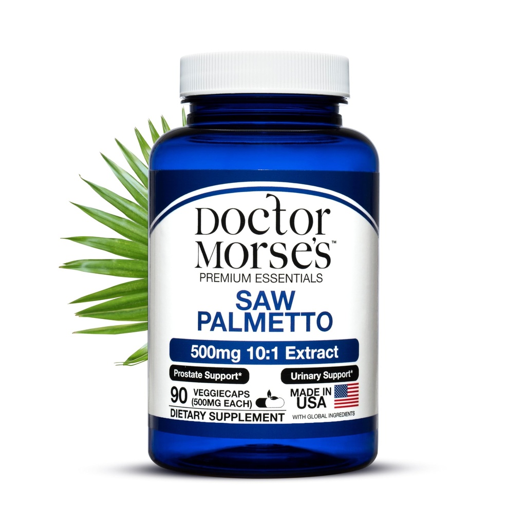 Dr Morse's Saw Palmetto 10:1 Extrait 500mg équivalent à 5000mg, Suppléments de soutien de la santé de la prostate pour les hommes et les femmes - FDA-Inscrivé, NSF-Certified Facility - Formule de force supplémentaire - 90 capsules