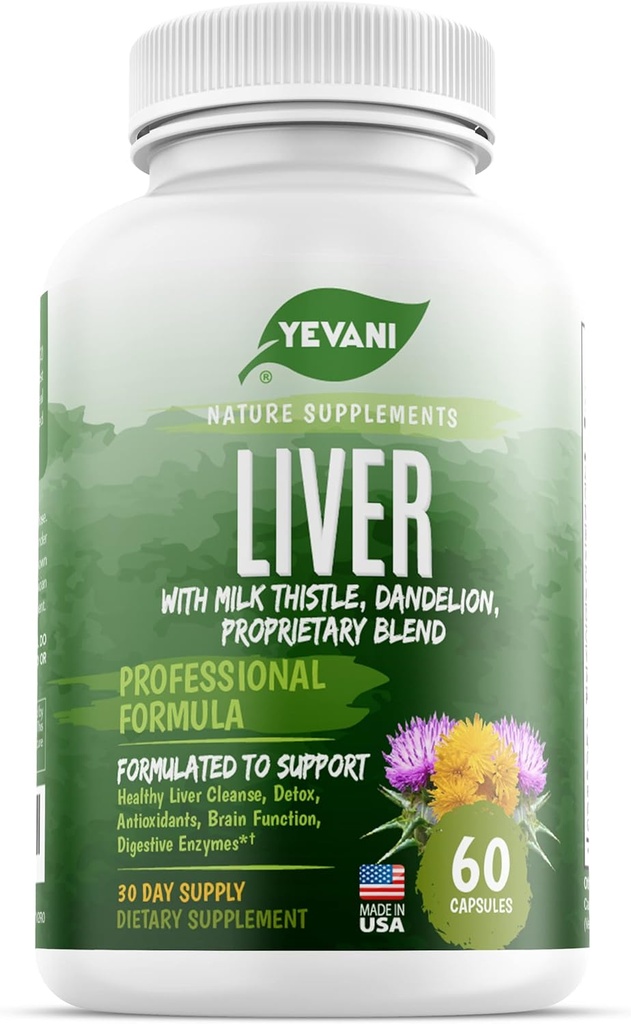 100% Pure Liver Cleanse Detox Support Formula - Herbal Liver Support Supplement - Milk Thistle, Dandelion Root, Beetroot, Artichoke Extract, Liver Health - Jujube Milk Thistle Detox Capsules
