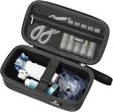 Housse de rangement rigide RAIACE pour nébuliseur portatif, sac de voyage Inhalateur Asthma. Poche en maille intégrée pour la médecine et les accessoires. - Noir