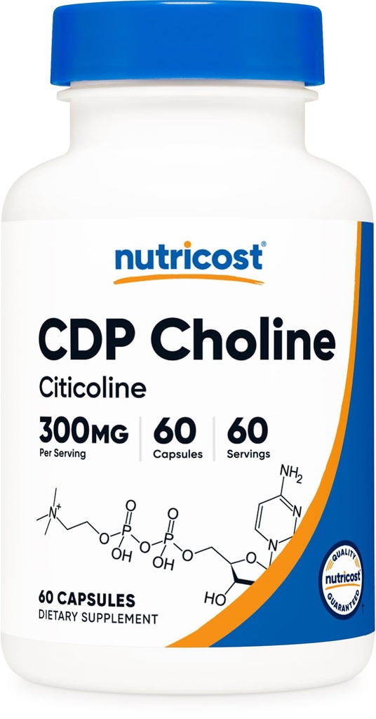 Nutricost CDP Choline (Citicoline) 300mg, 60 Capsules végétariennes - Non-OGM, Végétarien Friendly, Sans gluten ...