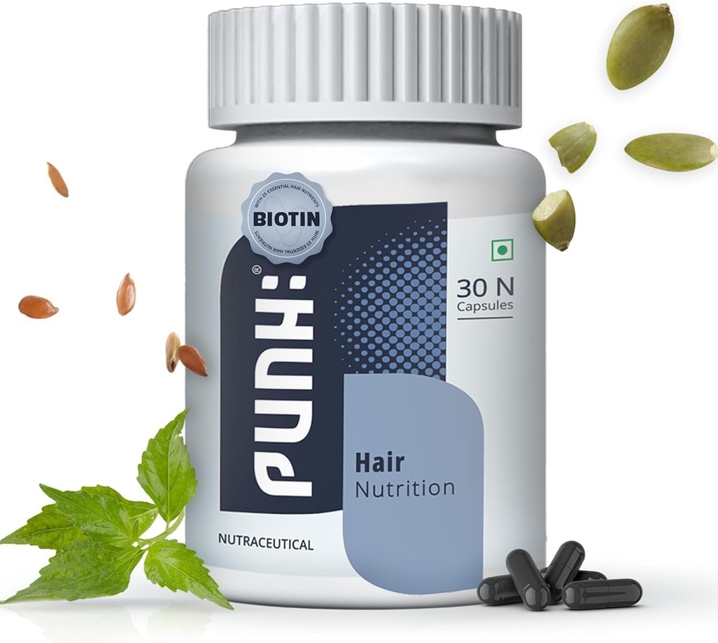 Supplément de nutrition des cheveux avec biotine, vitamines, minéraux, acides aminés et bloquants DHT pour la croissance des cheveux, Nourriture, renforce et réduit la chute des cheveux pour les hommes et les femmes - 30 capsules de veg