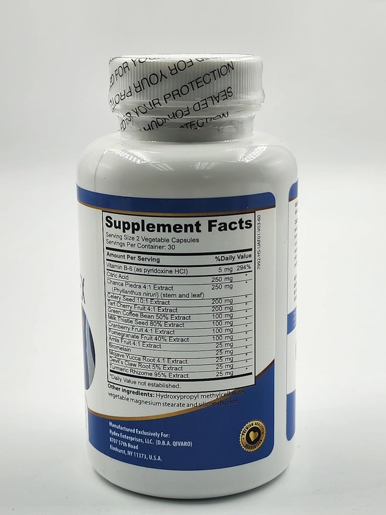 Uric Acid Pro - Supplément naturel avec Cranberry, Celery, Tart Cherry, Devil's Claw et Extraits de café vert - 60 capsules végétales