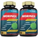 2 Packs Moringa Capsules, 4 Mois d'approvisionnement avec Turmeric, Ashwagandha, Ginger, réglisse, Black Pepper.