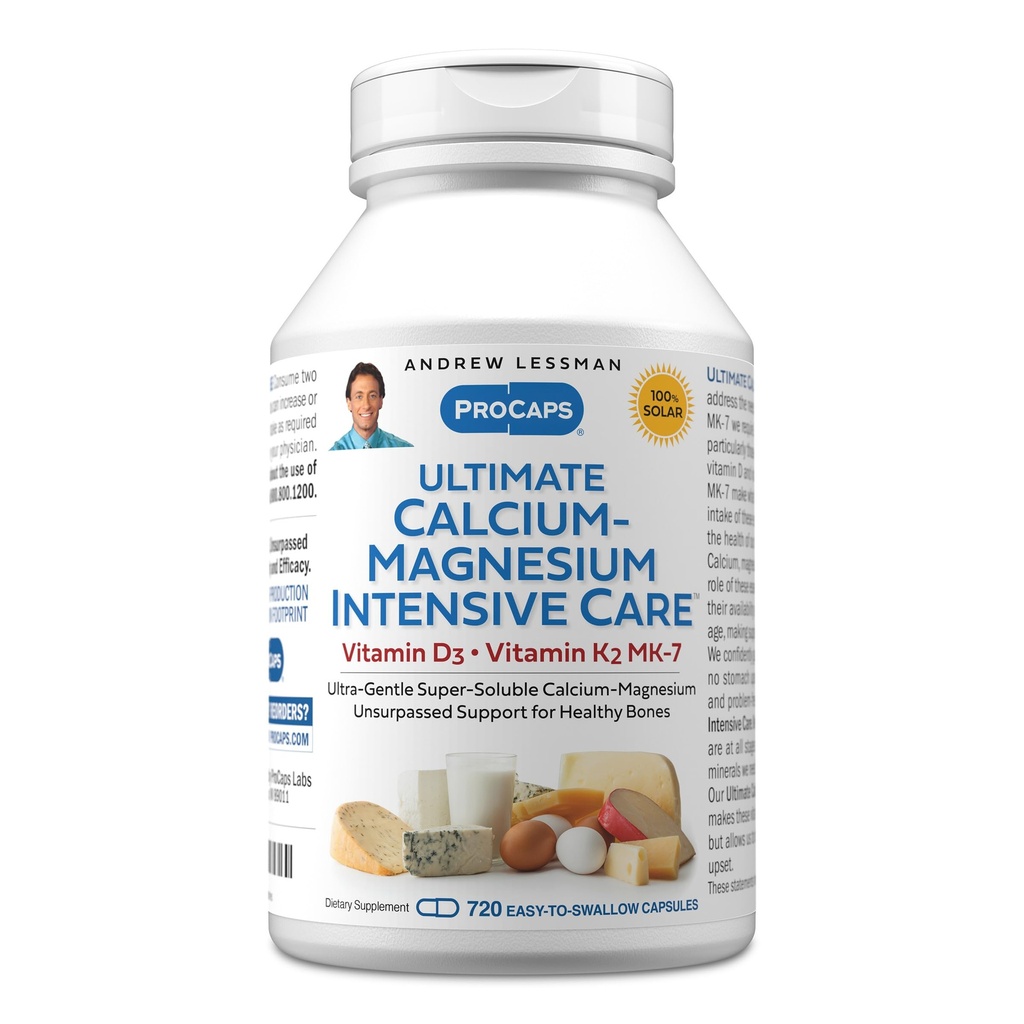 ANDREW MOINSMAN Ultimate Calcium-Magnésium Intensive Care with Vitamine D3 & K2 MK7-120 mcg - 720 Capsules – Bone and Skeleton Health Essentials. Doucement, facile à avaler, super soluble. Aucun additif