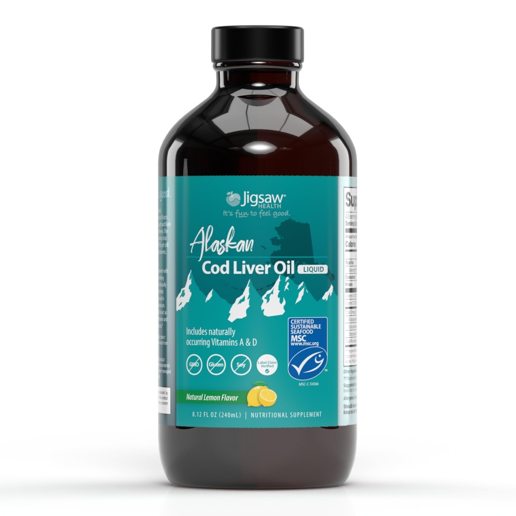 Jigsaw Health Alaskan Cod Foie Huile liquide, 48 portions