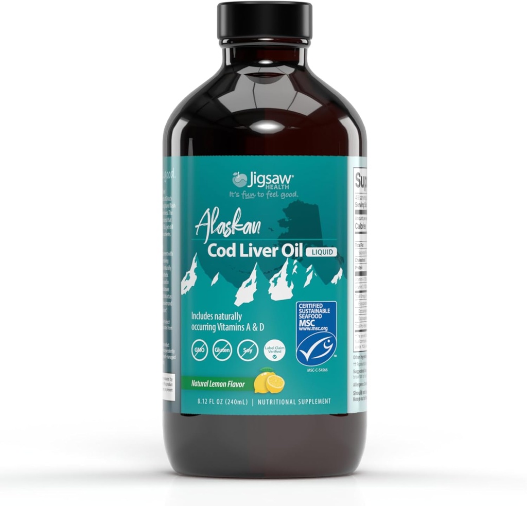 Jigsaw Health Alaskan Cod Liver Oil Liquid, 48 Servings