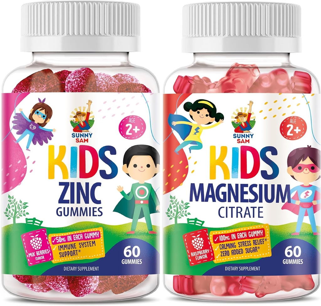 SUNNY SAM Zinc Chewable Gummy & Magnesium Gummies for Kids