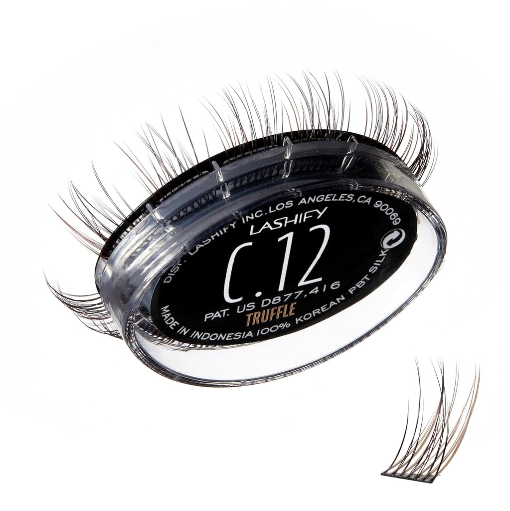Lashify Curl 12mm Gossamer Extensions de cils Recharge, couleur de truffe, bricolage faux cils pour un look naturel