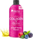 Zena Nutrition Peptides de collagène liquide et biotine, 2500mg Verisol Peptides de collagène bioactif, 5000mcg Biotine, cheveux, peau, supplément de ongles pour les femmes et les hommes, baie mixte, 90 portions, 30 fl oz