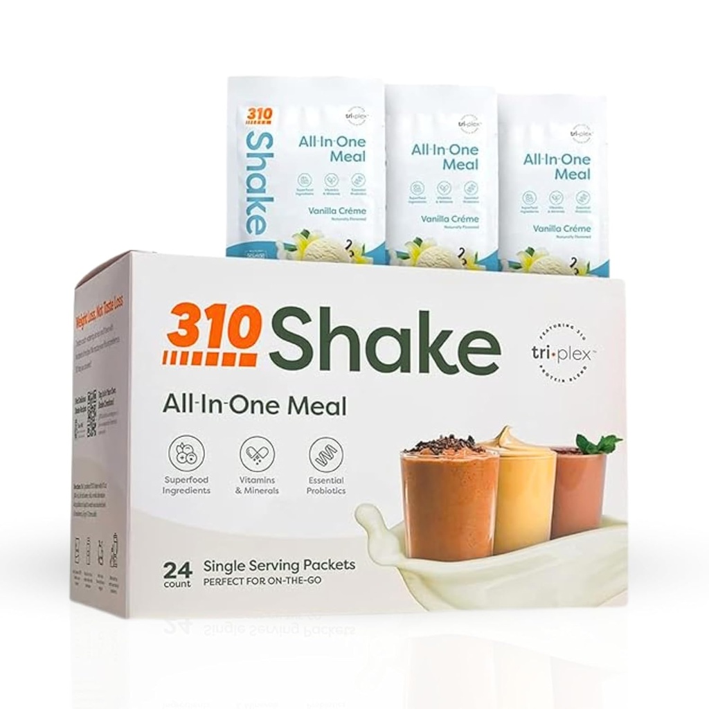 310 Nutrition – All-In-One Meal Replacement Shake - Nouvelle formule avec mélange de superaliments végétaliens riches en fibres - Adoucisseurs naturels - Faible carbure Shake, Keto & Paleo Friendly - Sans gluten - 26 Vitamines et minéraux essentiels - Variété Shake Box - Vanilla Crème