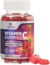 Gommies sans sucre de vitamine C - Soutien immunitaire et supplément alimentaire contre la vitamine C - Végétaux, non-OGM, produits laitiers et sans gluten Gommy vitamine C - Flaveur de framboises pour les enfants et les adultes - 60 Gommies de comte