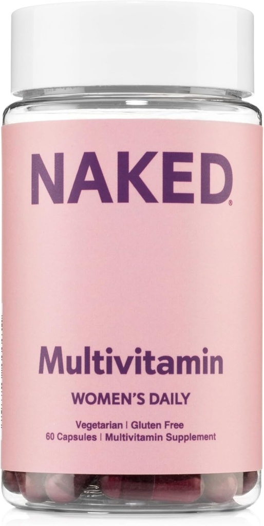 Nutrition NAKED Multivitamines quotidiennes multivitamines pour femmes - Vitamines A, C, E, Sélénium, Zinc, Fruits et Extraits Super Verts, pour stimuler le soutien immunitaire - Vitamines sans gluten et végétariennes, 60 Capsules